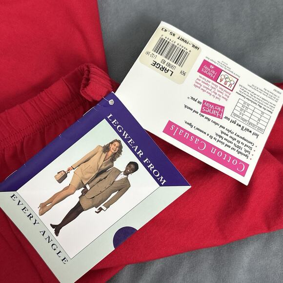 Vintage Fruit Of The Loom Shorts Cotton Casuals High Waist Large Red New NOS - Picture 5 of 10